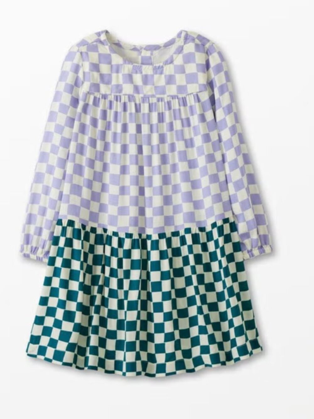💜💚 Hanna Andersson Tiered Dress – Purple & Green Check – Size 5T 💚💜